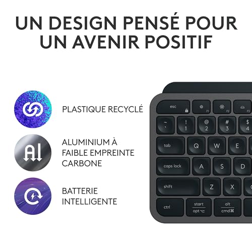 Detalle de Logitech MX Keys S Clavier sans Fil – Gris, Rechargeable USB‑C