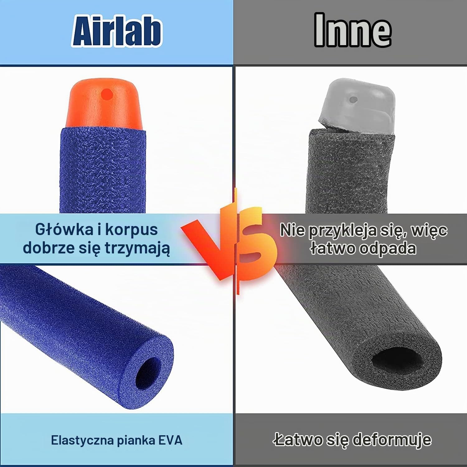 Detalle de Airlab W004-dart-bl – 400 niebieskich rzutek piankowych do Nerf Elite