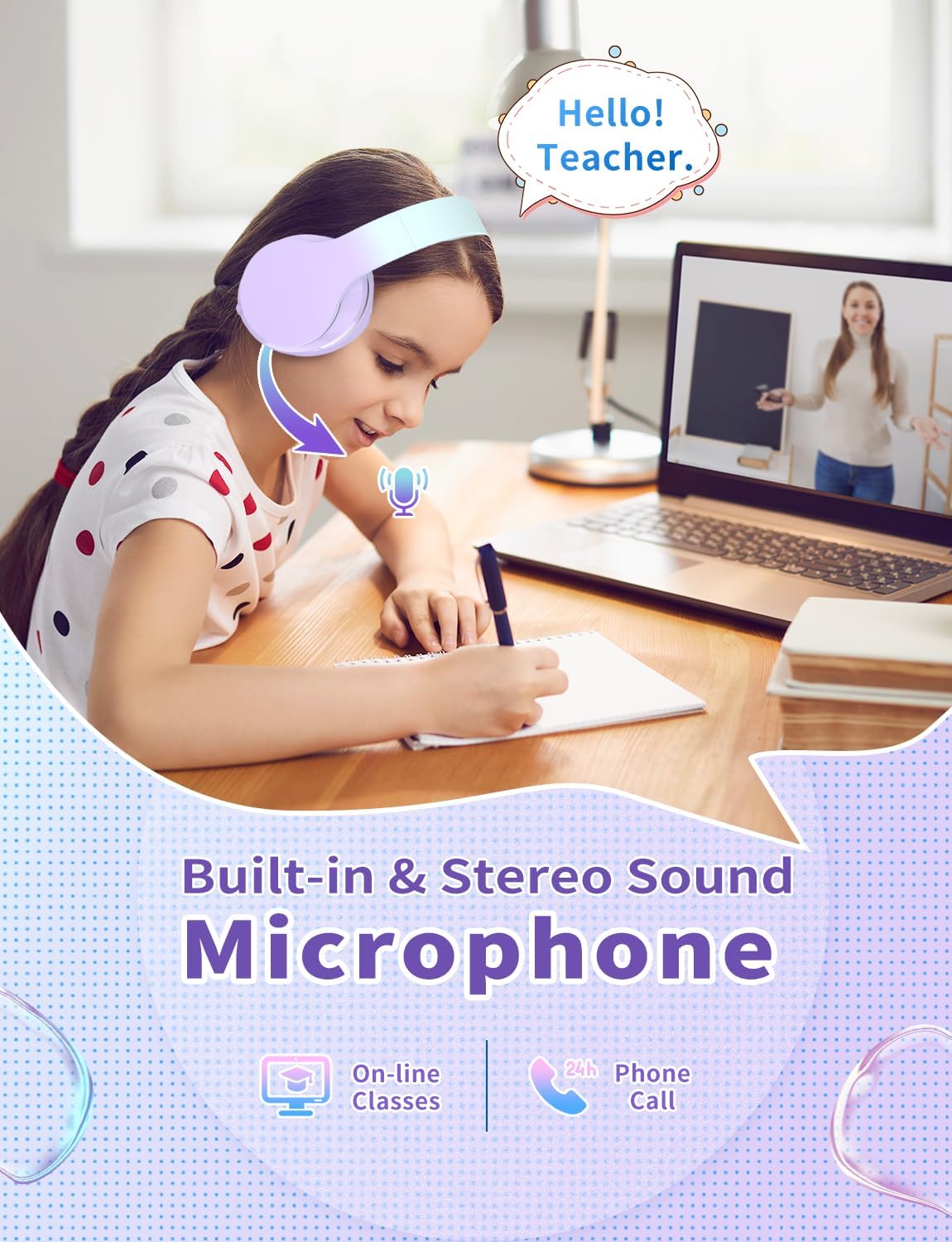 Thumbnail 3 de Xunpuls Cuffie Bluetooth per bambini: over‑ear, comode, pieghevoli e versatili
