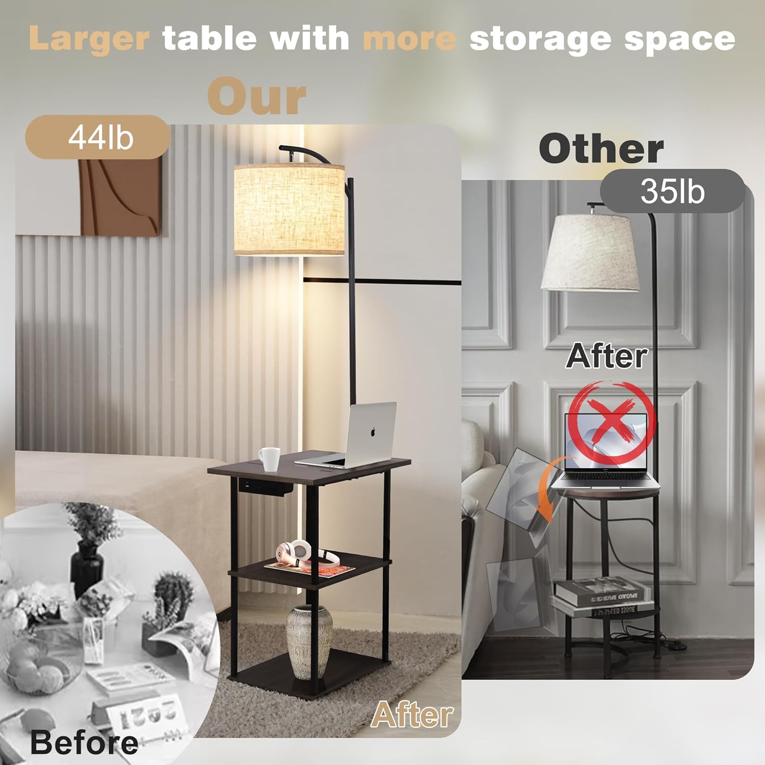 Thumbnail 5 de PESRAE Floor Lamp with Table 9W LED