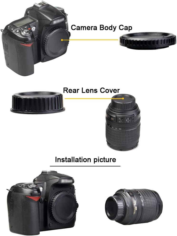 Detalle de Camera Body Cap & Rear Lens Cover for Nikon – 2-Pack