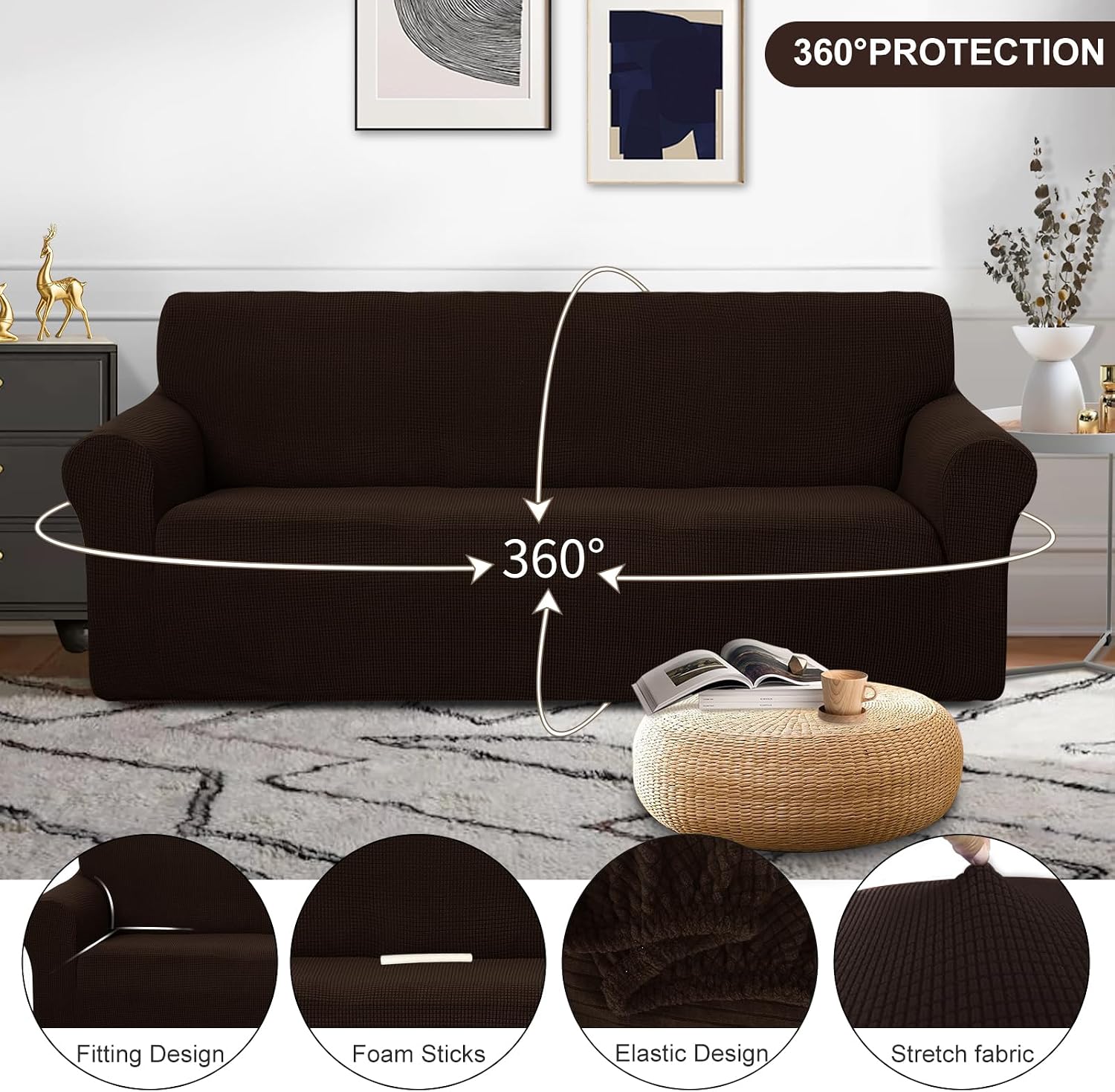 Detalle de U-NICE HOME 3-Cushion Sofa Slipcover