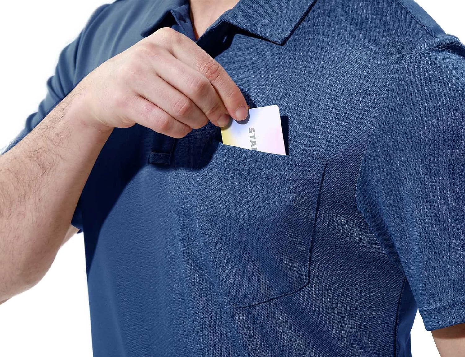 Thumbnail 2 de Rdruko Men’s Short-Sleeve Quick-Dry Polo Shirt with Pocket for Golf & Outdoor Wear