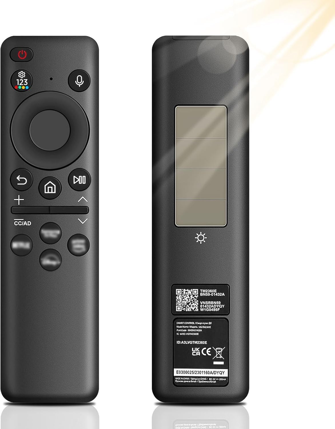 Detalle de BN59-01432A Ersatz Fernbedienung für Samsung Neo QLED 8K – Solar Laden, Sprachsteuerung, USB‑C Energiequelle