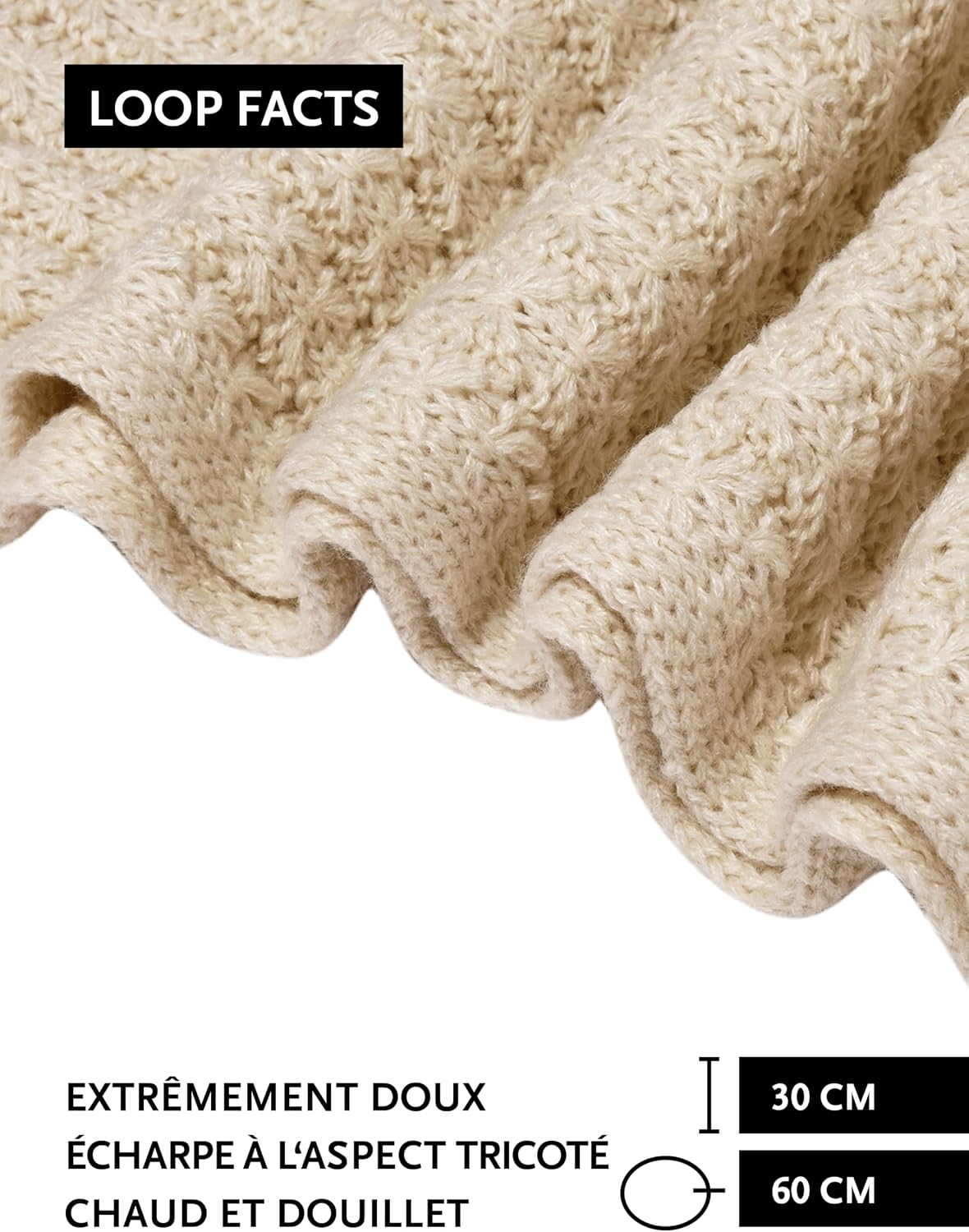 Detalle de DonDon écharpe femme hiver – écharpe en laine élégante et tube multifonction