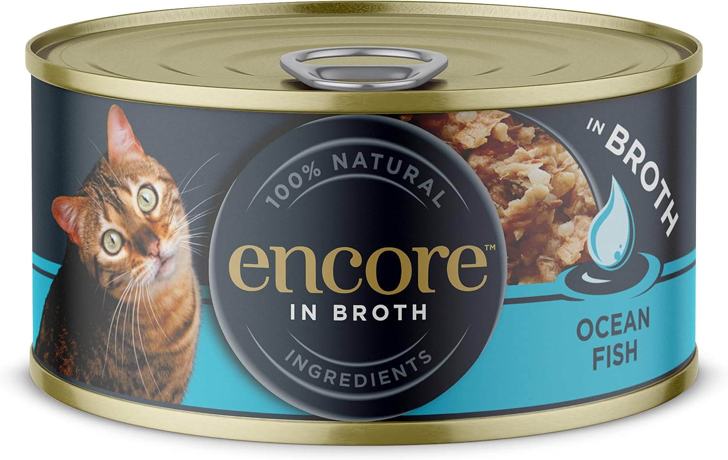 Detalle de Encore Mangime per gatti 100% naturale, pesce dell'oceano in scatola di latta 70 g – confezione da 16