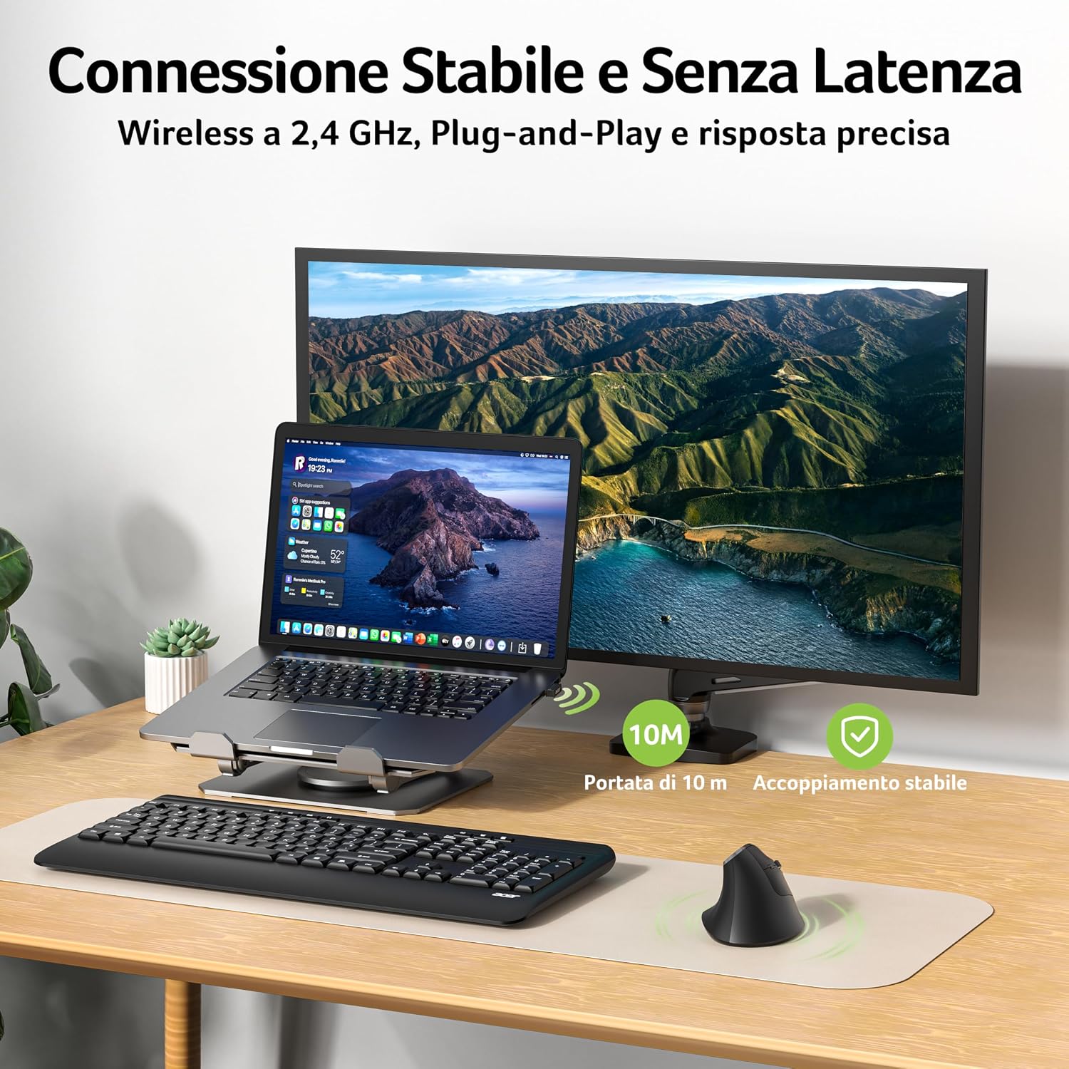 Detalle de Acer Mouse Wireless Ergonomico: Mouse verticale ricaricabile con 6 pulsanti e DPI regolabili