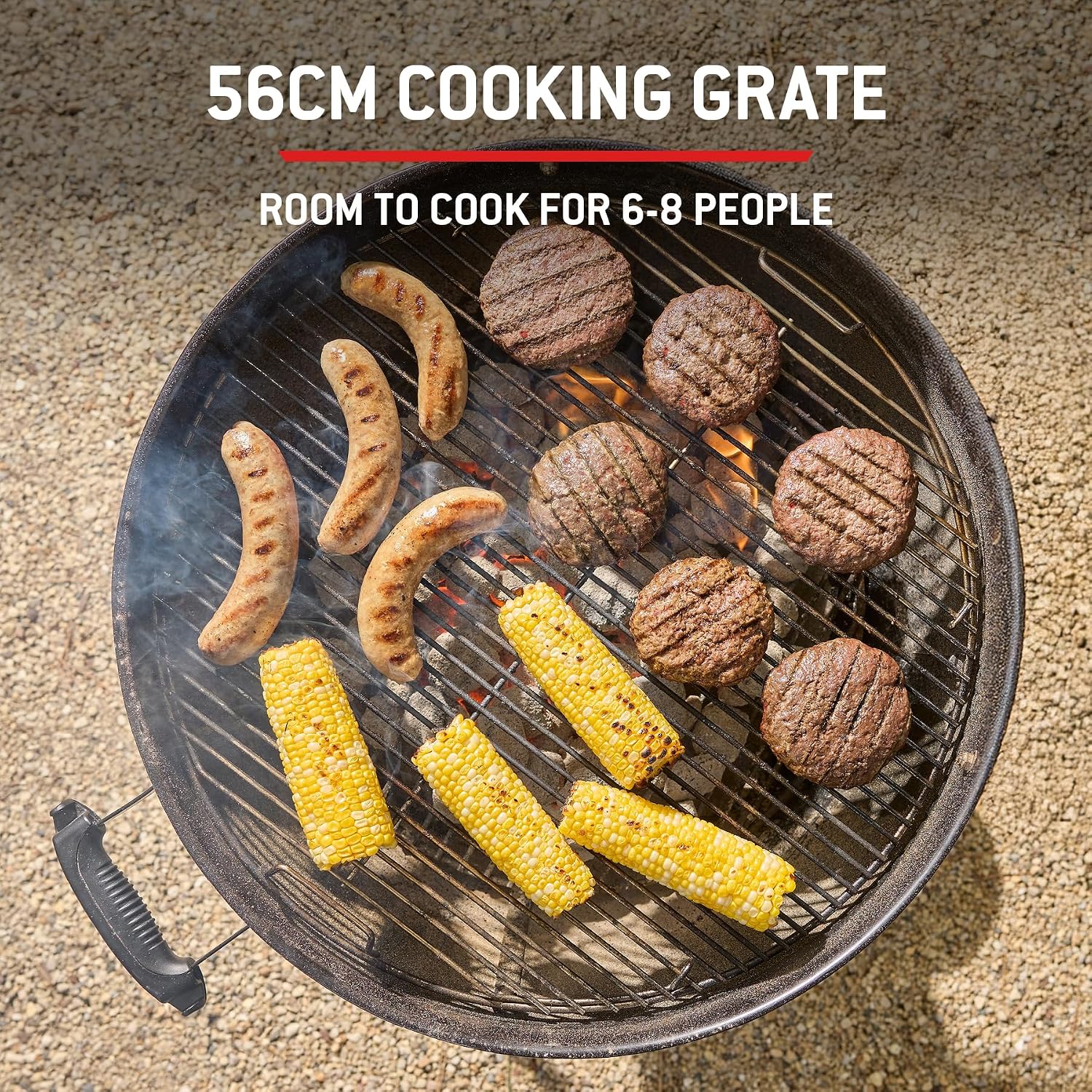 Detalle de Weber Compact Kettle Holzkohlegrill (2026 Version) – 57 cm, Schwarz mit Rädern & Dreibein-Ständer
