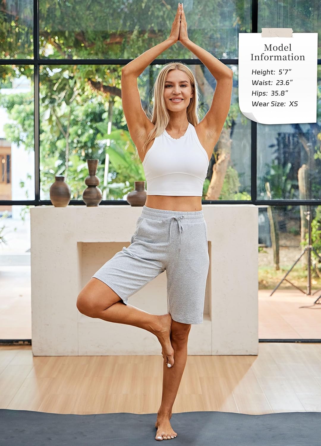 Detalle 2 de WILLIT Damen Shorts Bermuda aus Baumwolle – 10" Innennaht, Taschen, sportlich-lounges Fit