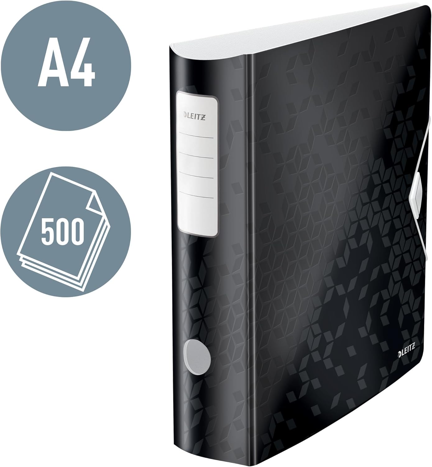 Detalle de Leitz Qualitäts-Ordner 180° Active WOW – 5er Pack, A4, Schwarz (11060095)