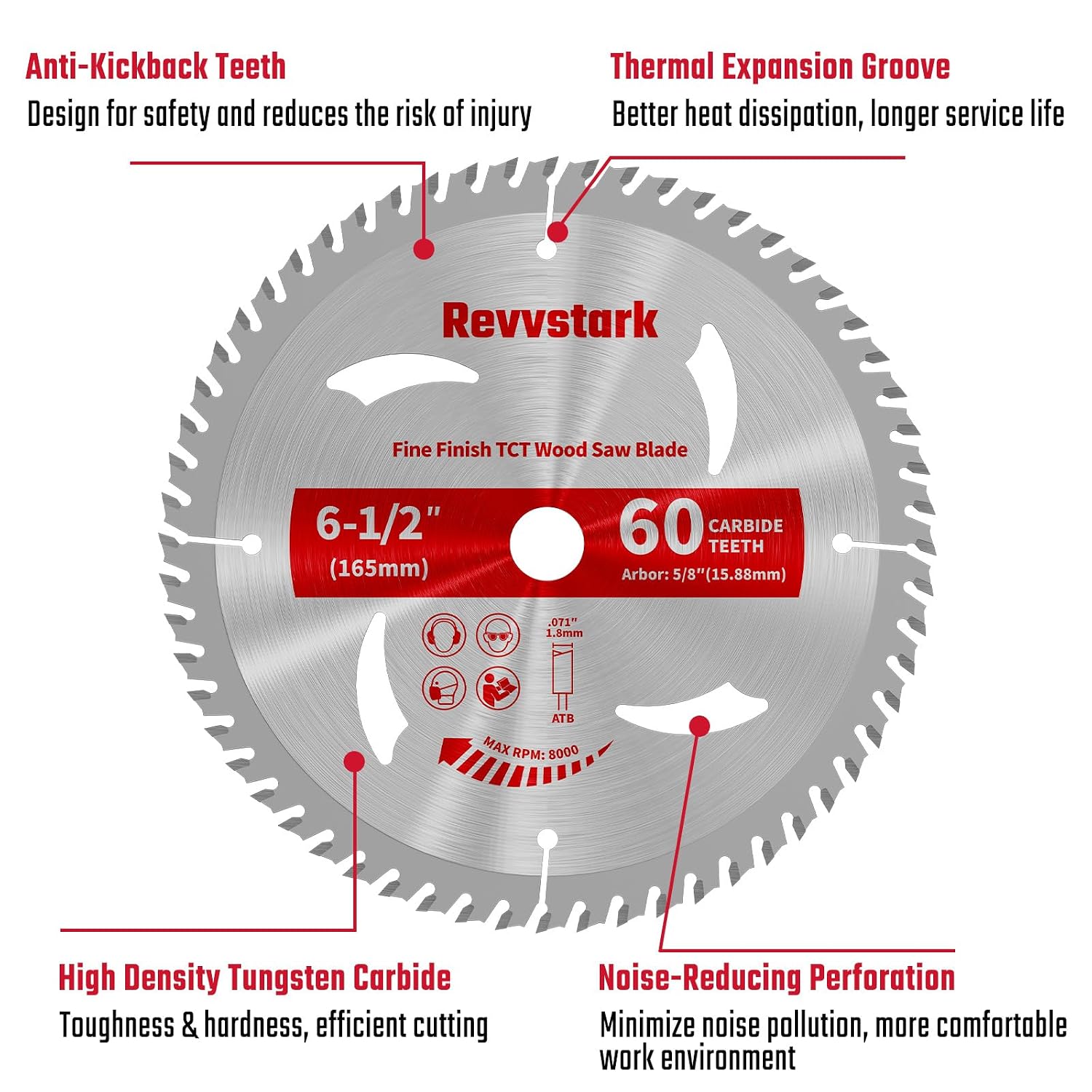 Thumbnail 4 de Revvstark 6-1/2-Inch Circular Saw Blades, 40T and 60T, 5/8-Inch Arbor