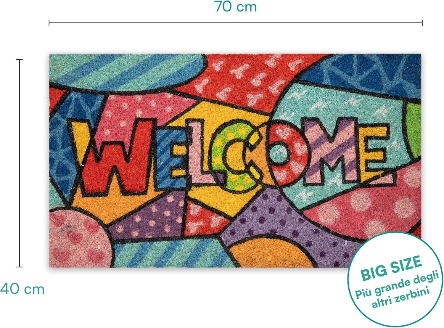 Detalle de Baroni Home Zerbino da Esterno Ingresso Casa in Cocco Dipinto a Mano – Stile Siciliano 70×40 cm