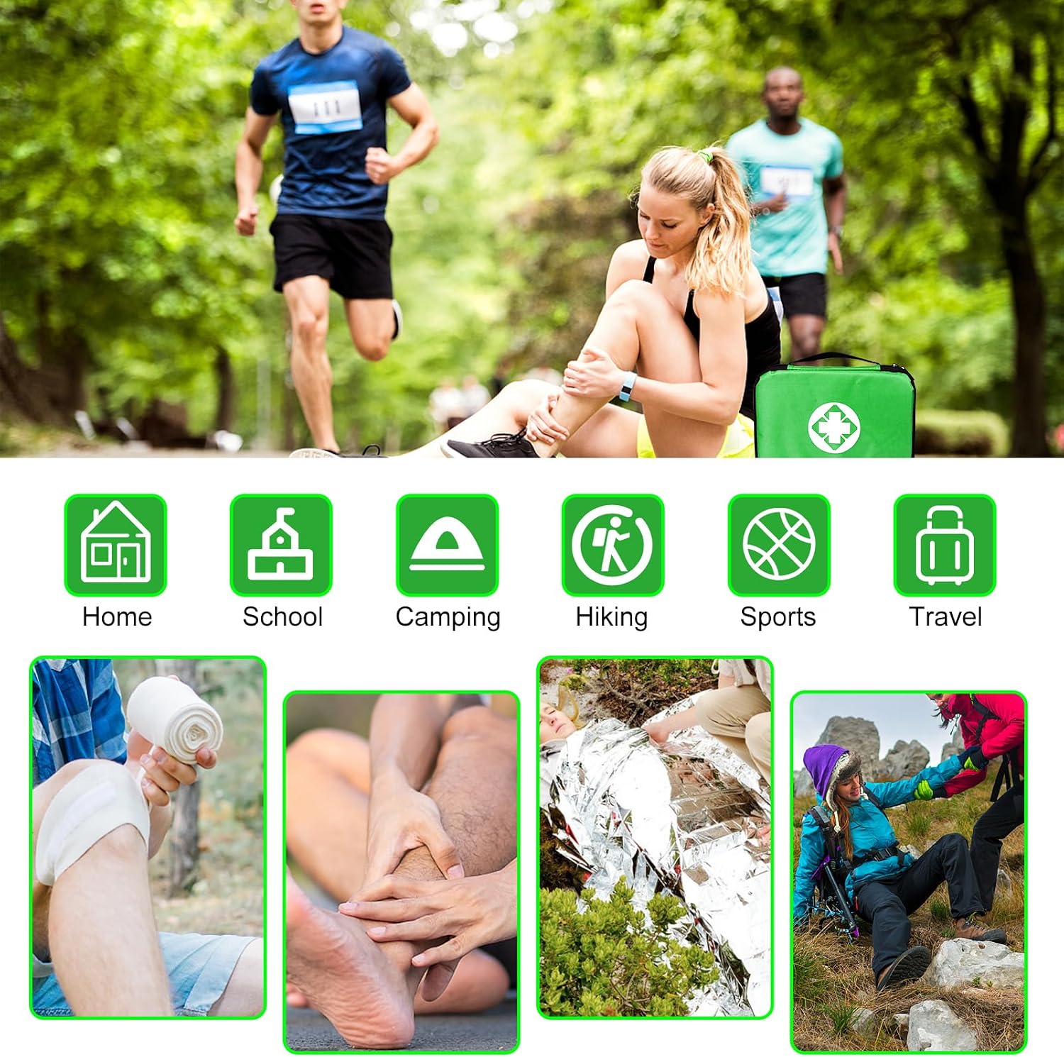 Detalle de 1st Aid sports-first-aid-kits 300-Piece First Aid Kit for Car, Home & Camping