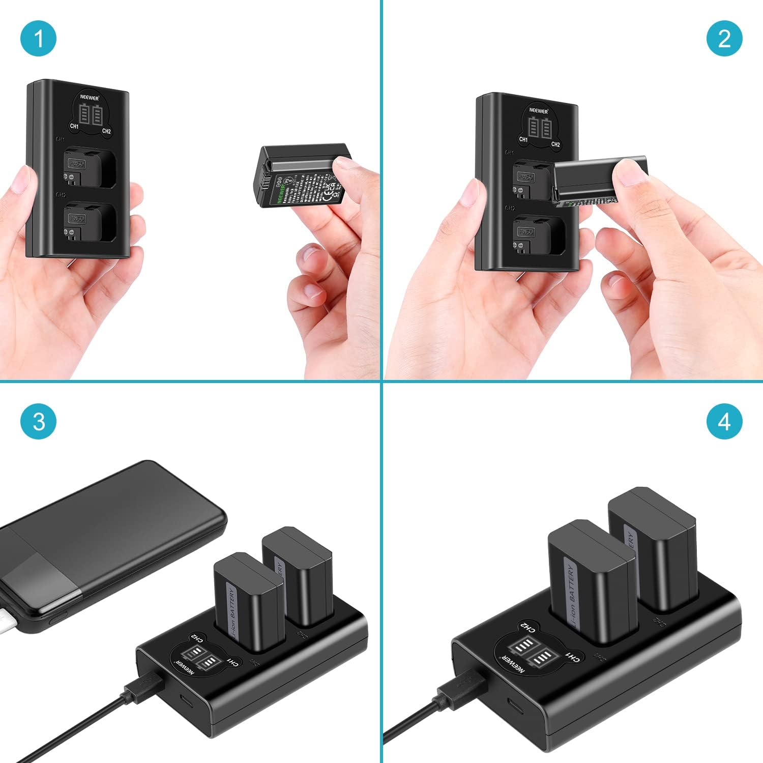 Thumbnail 5 de NEEWER 2-Pack NP-FW50 Replacement Battery & Dual Slot USB Charger (1100mAh)