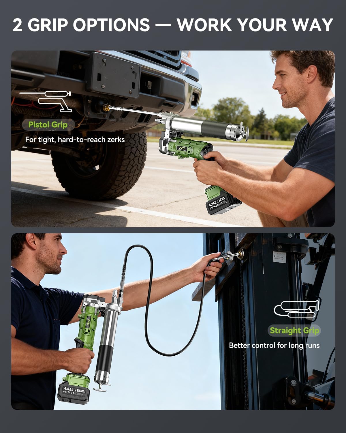 Detalle 2 de J-KU Electric Grease Gun 4.0Ah