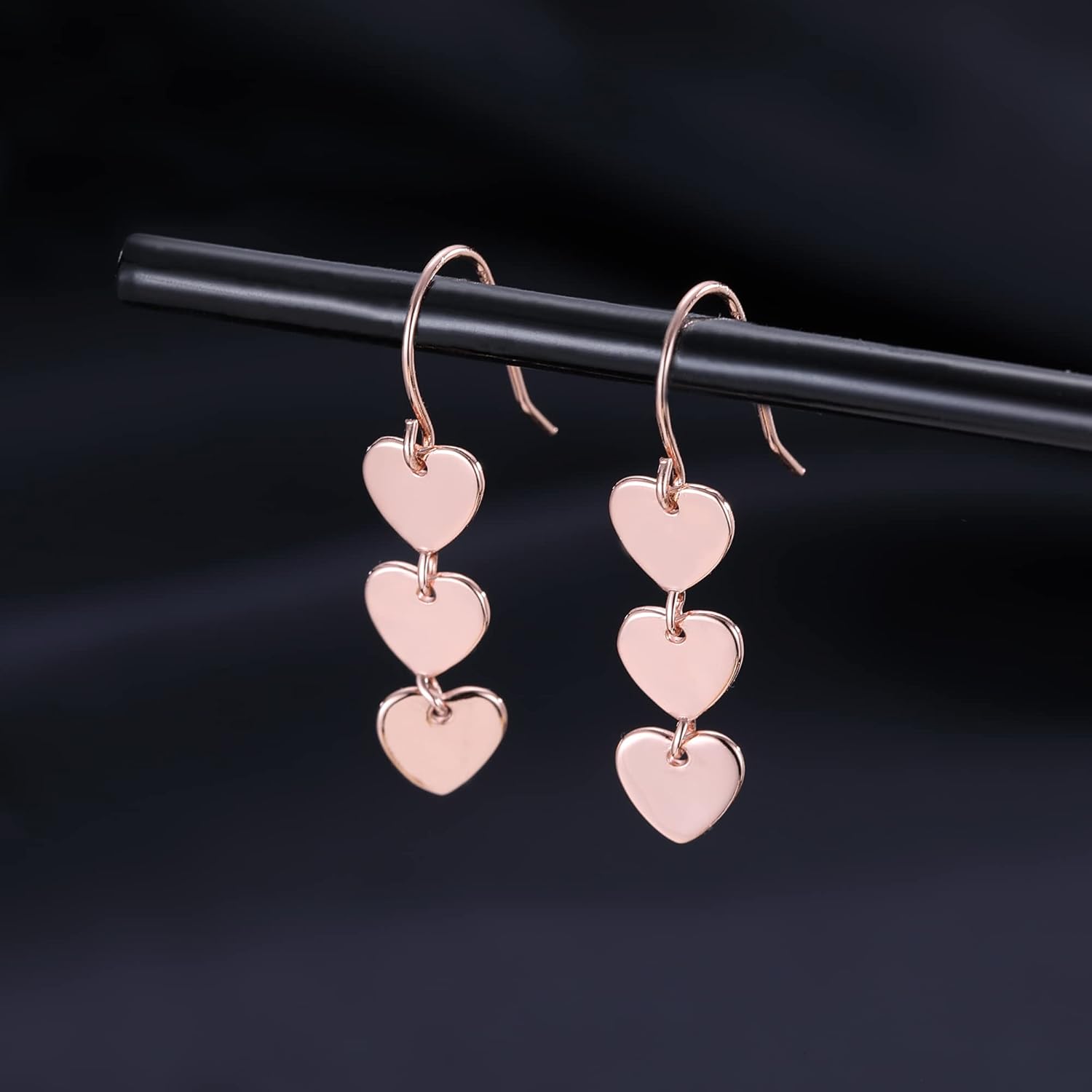 Thumbnail 2 de Reffeer Solid 925 Sterling Silver Love Heart Drop Earrings