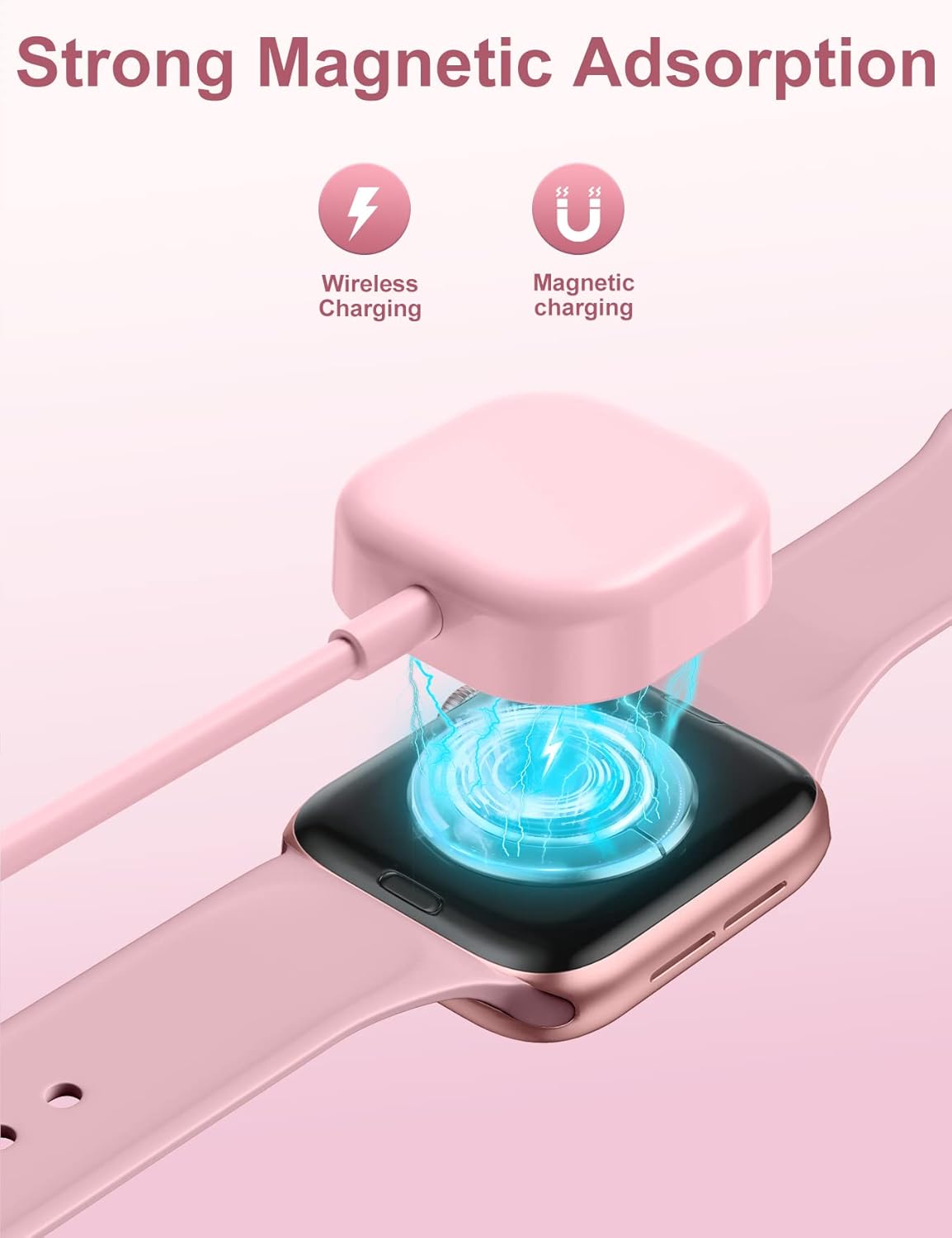 Thumbnail 1 de Fuvoki Charger for Apple Watch (iWatch) – 0.5m Magnetic Fast Charging Cable, 1.6ft, 5V/2A, Pink