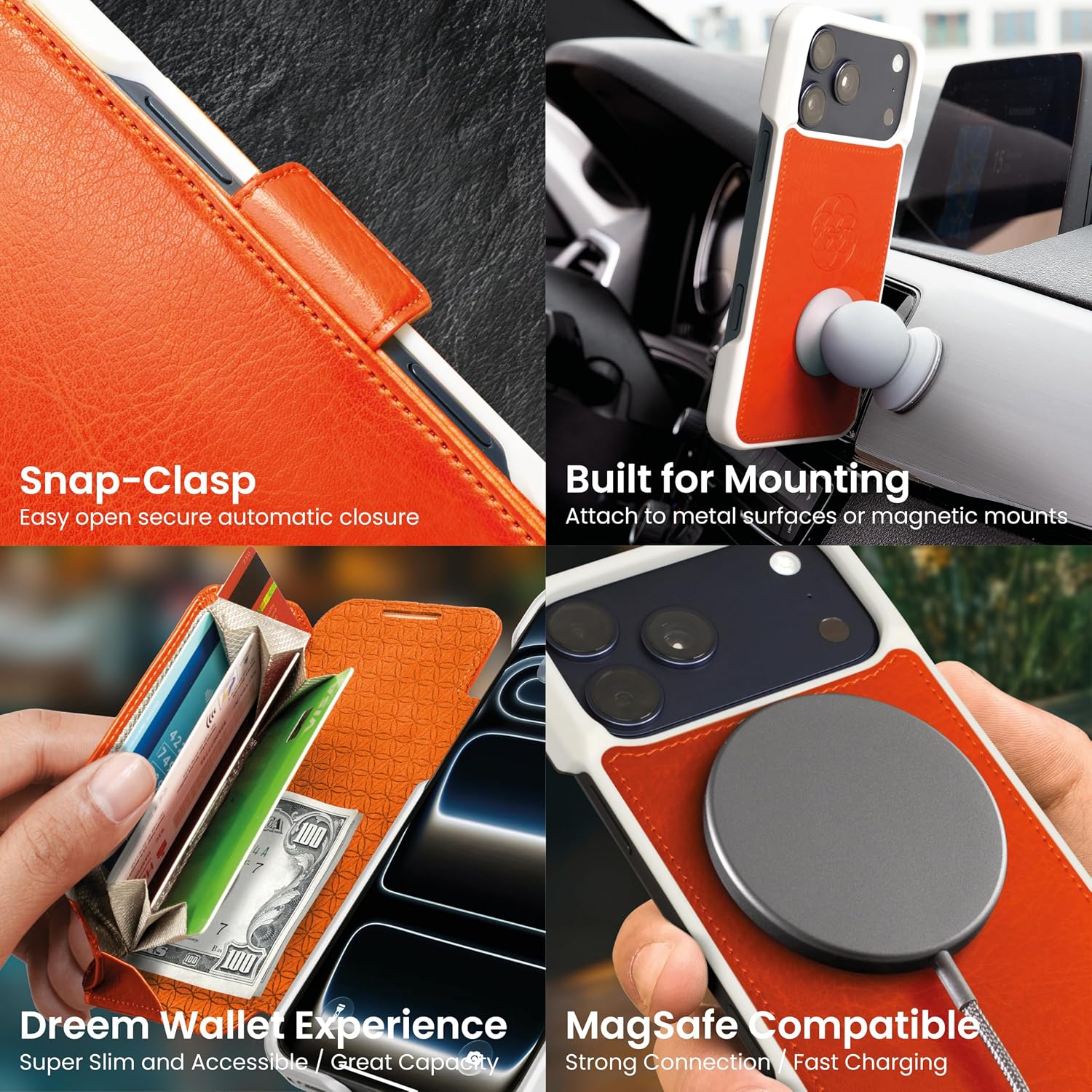 Thumbnail 5 de Dreem Wallet Case for iPhone 17 Pro Max with ArcFold Stand, RFID Blocking, and MagSafe Fit