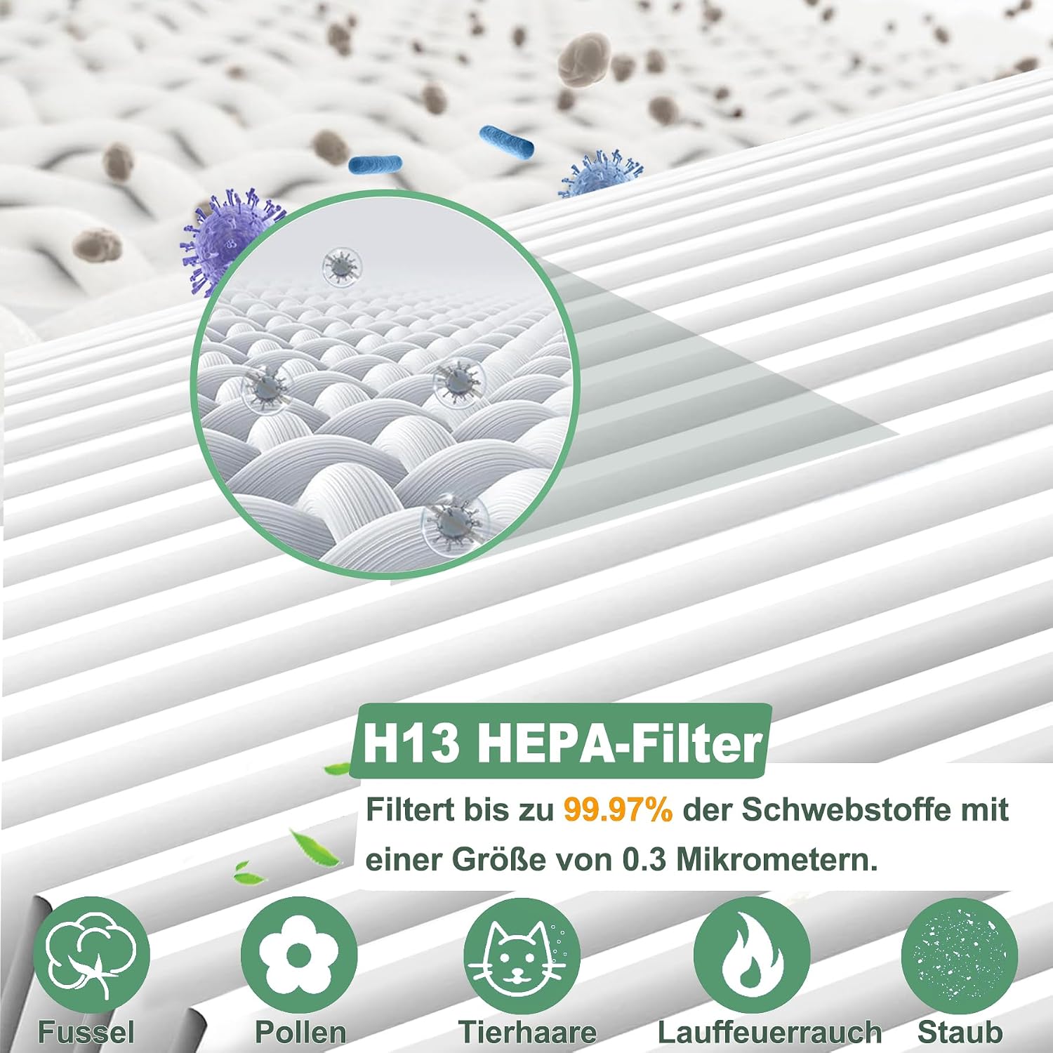 Detalle de lasesasies FY0611/30 vervangingsfilters, H13 HEPA voor Philips 600-serie