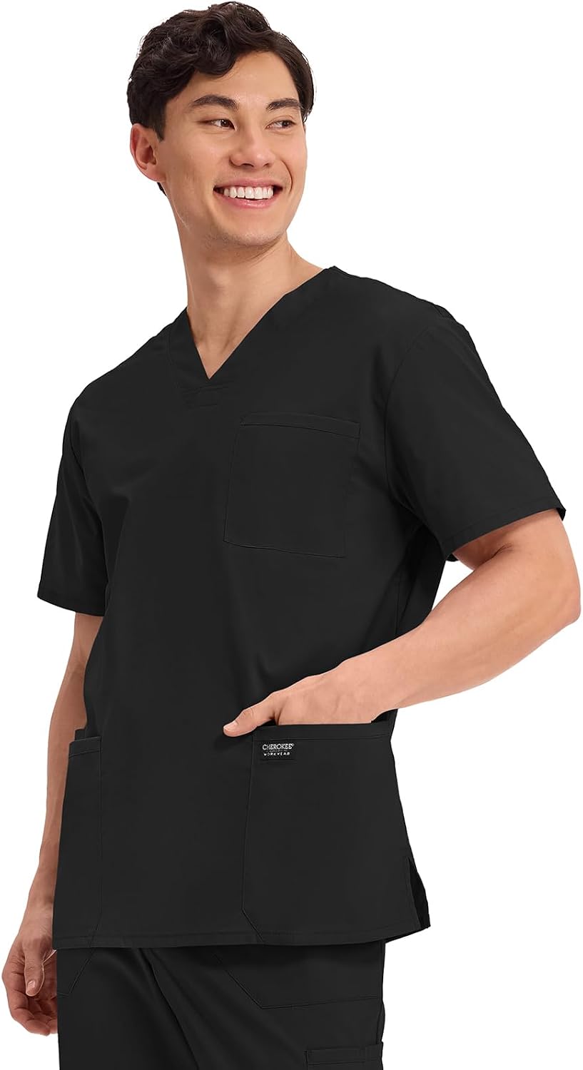 Detalle 2 de Cherokee Men's V-Neck Scrub Top, 4 Pockets