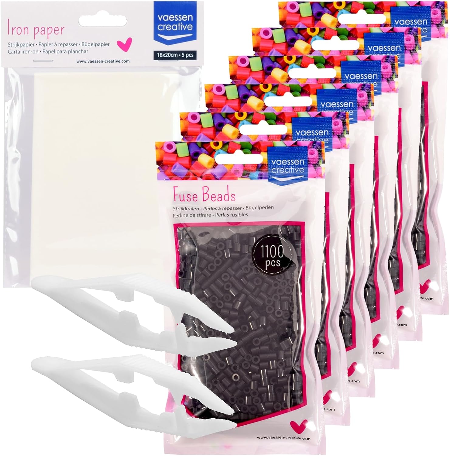 Thumbnail 4 de Vaessen Creative Kit Perles à Repasser Blanches – Maxi Pack 6600 pièces avec papier à repasser et pinces