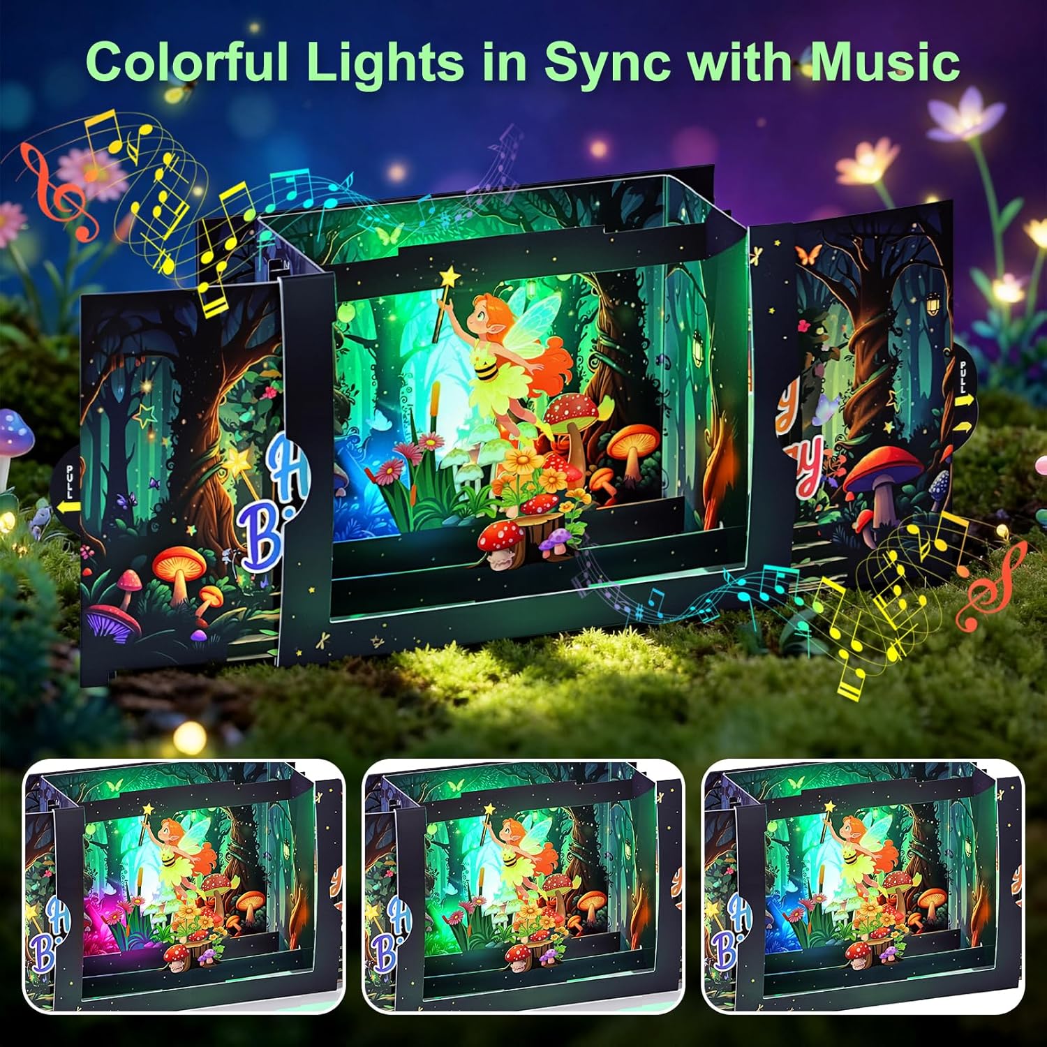 Thumbnail 1 de Magical Fairy Musical Birthday Card for Girls – 3D Pop Up with Lights & Music