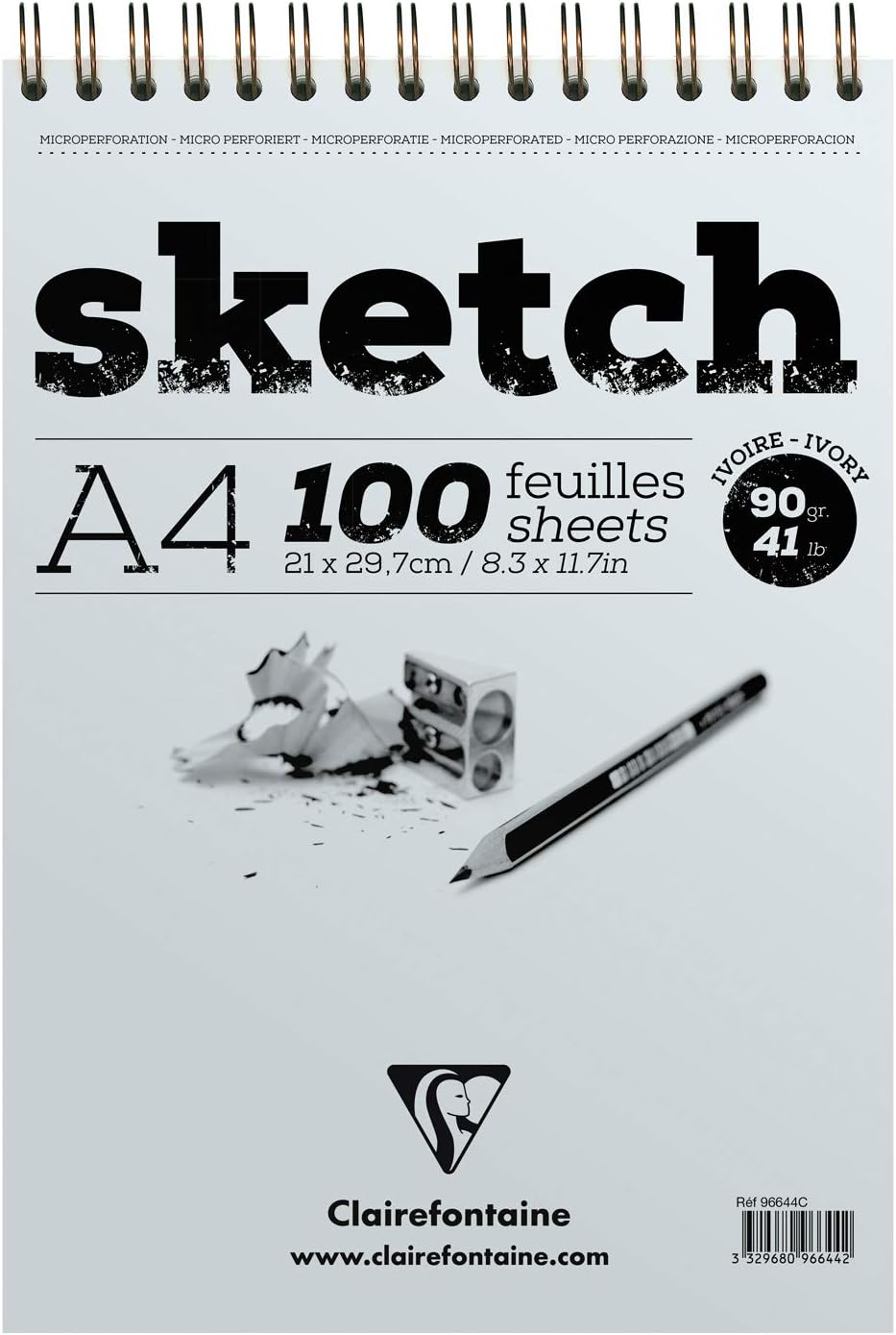 Thumbnail 3 de Clairefontaine 96604Cpack – Bloc Spiralé en-tête Papier Sketch, 100 feuilles A4, 90 g, lot de 5
