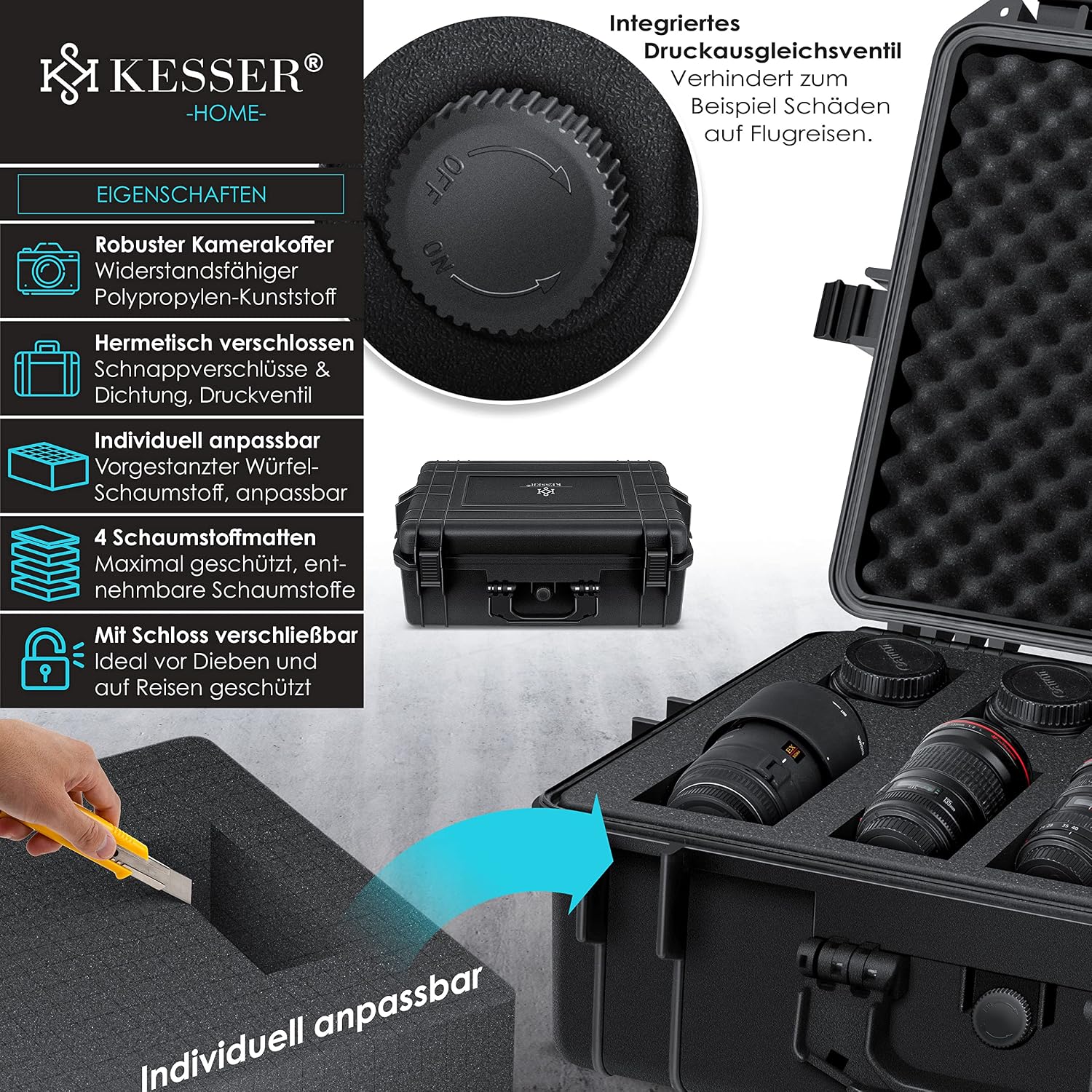 Detalle 2 de KESSER® Kamerakoffer 35 Liter wasserdicht
