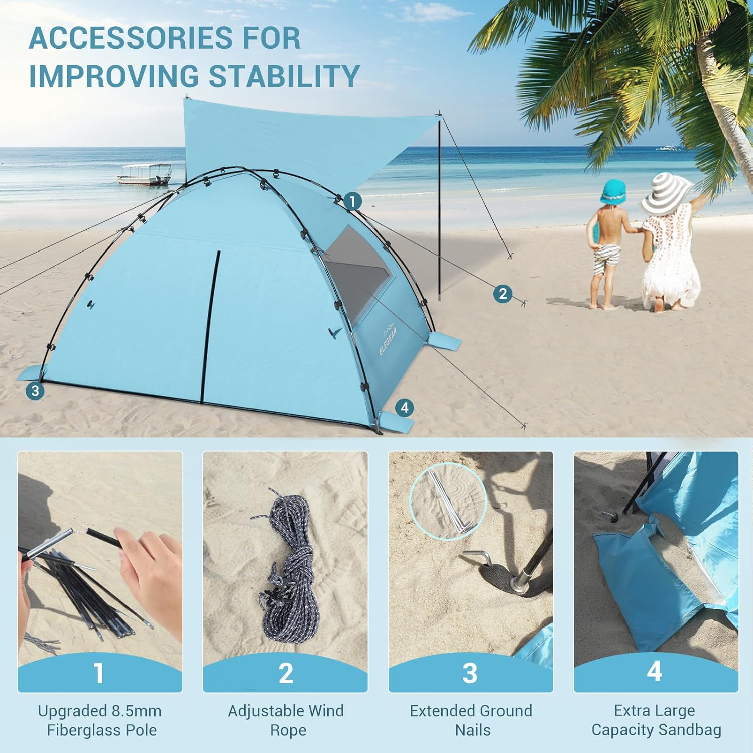 Thumbnail 6 de Elegear CumbreX Beach Tent Sun Shelter with Canopy (4-5 Person)