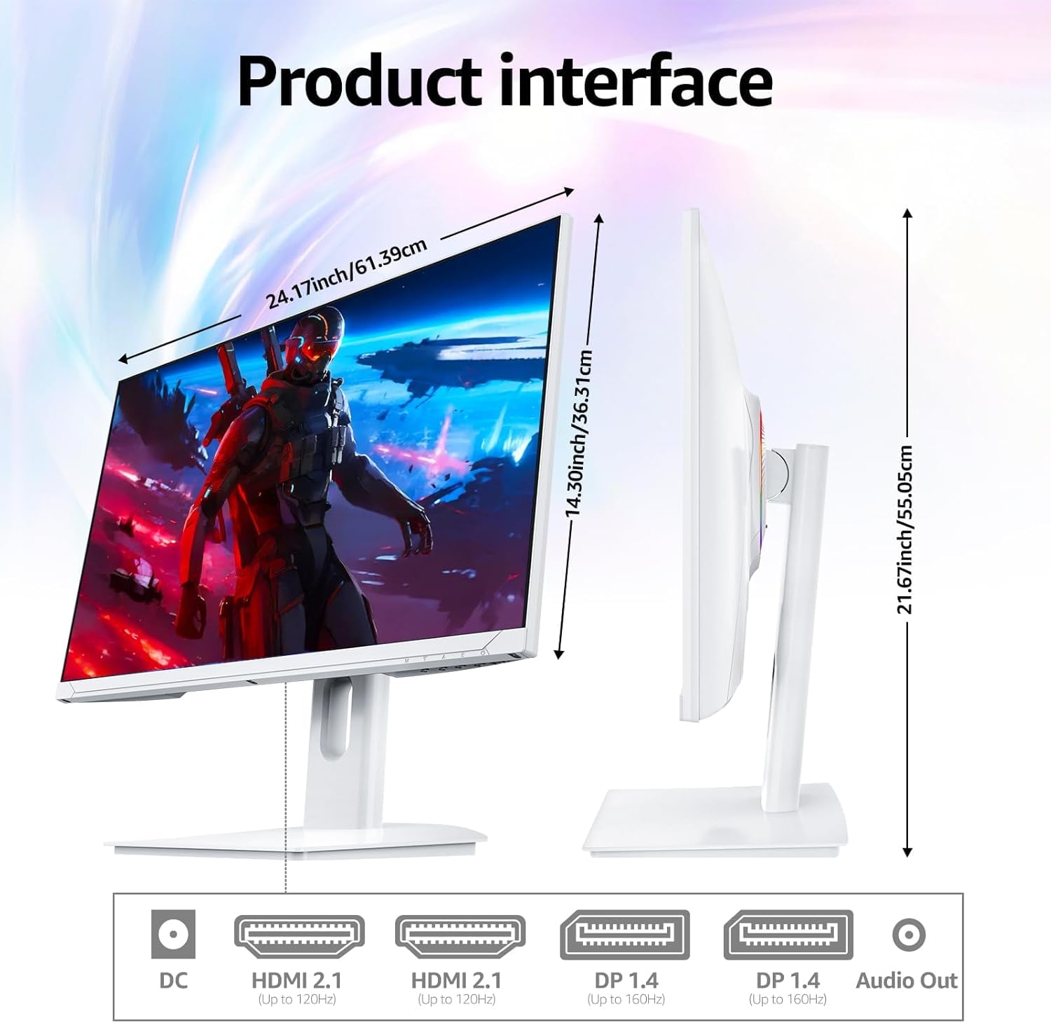 Thumbnail 5 de Gawfolk 27 Zoll 4K Gaming-Monitor (IPS, 160 Hz) mit HDMI 2.1 & DP 1.4 – weiß