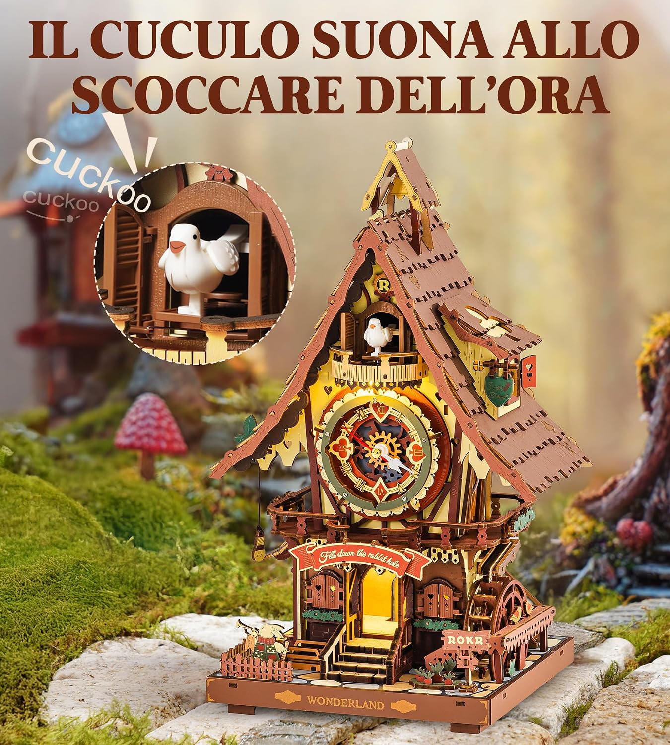 Detalle 2 de ROKR LC901C Orologio Cucù 3D in Legno
