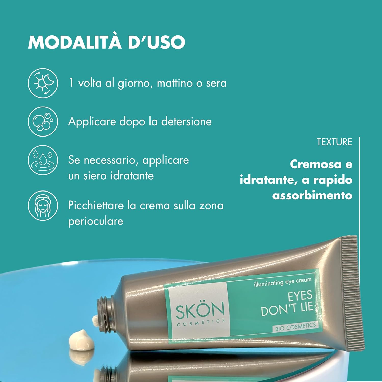 Detalle de Eyes Don't Lie: Crema Contorno Occhi Illuminante con Vitamina C, Acido Ialuronico e Olio di Argan (30 ml)
