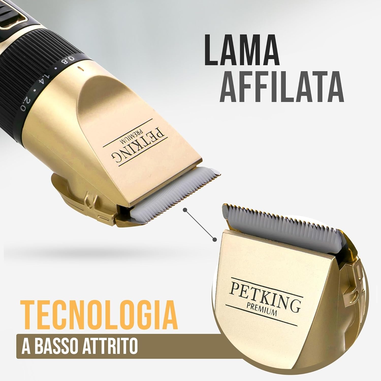 Detalle de PetKing Tosatrice Professionale per Cani – Kit di Toelettatura Premium per Pelo Folto, Silenziosa e Senza Fili