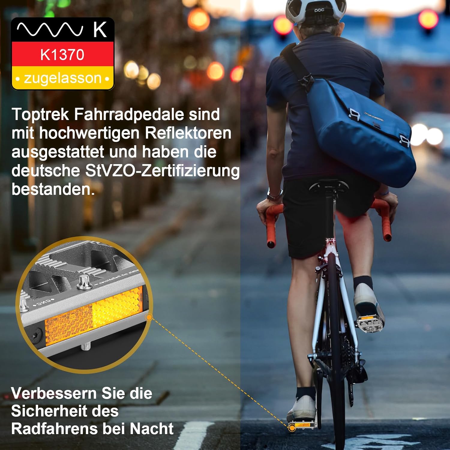 Thumbnail 2 de toptrek Fahrradpedale mit StVZO Zulassung – CNC Aluminium, rutschfest, 3 Lager, Reflektoren