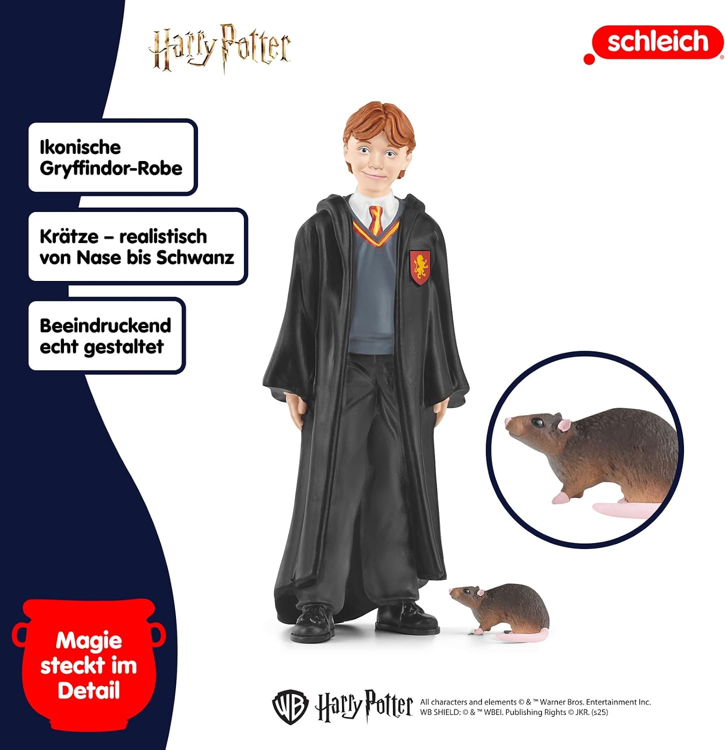 Detalle de SCHLEICH Harry Potter Ron Weasley & Krätze (42634) – 2-teiliges Sammelfiguren-Set