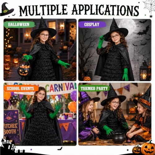 Thumbnail 6 de Ainvliya Kids Witch Costume Set (140) – Black Fluffy Princess Dress with Hat, Glasses & Accessories
