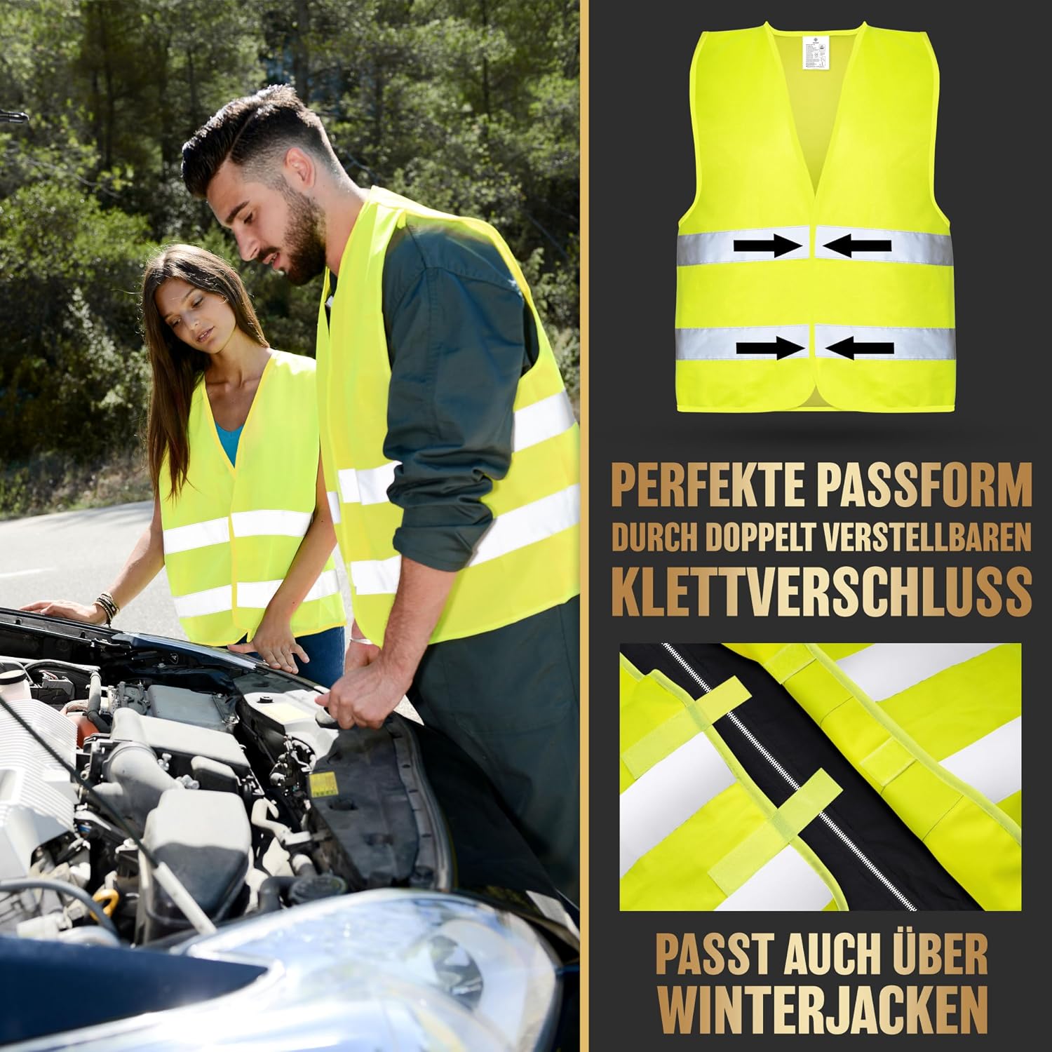 Thumbnail 4 de Heldenwerk Warnwesten Auto 4er Set EN ISO 20471 Gelb