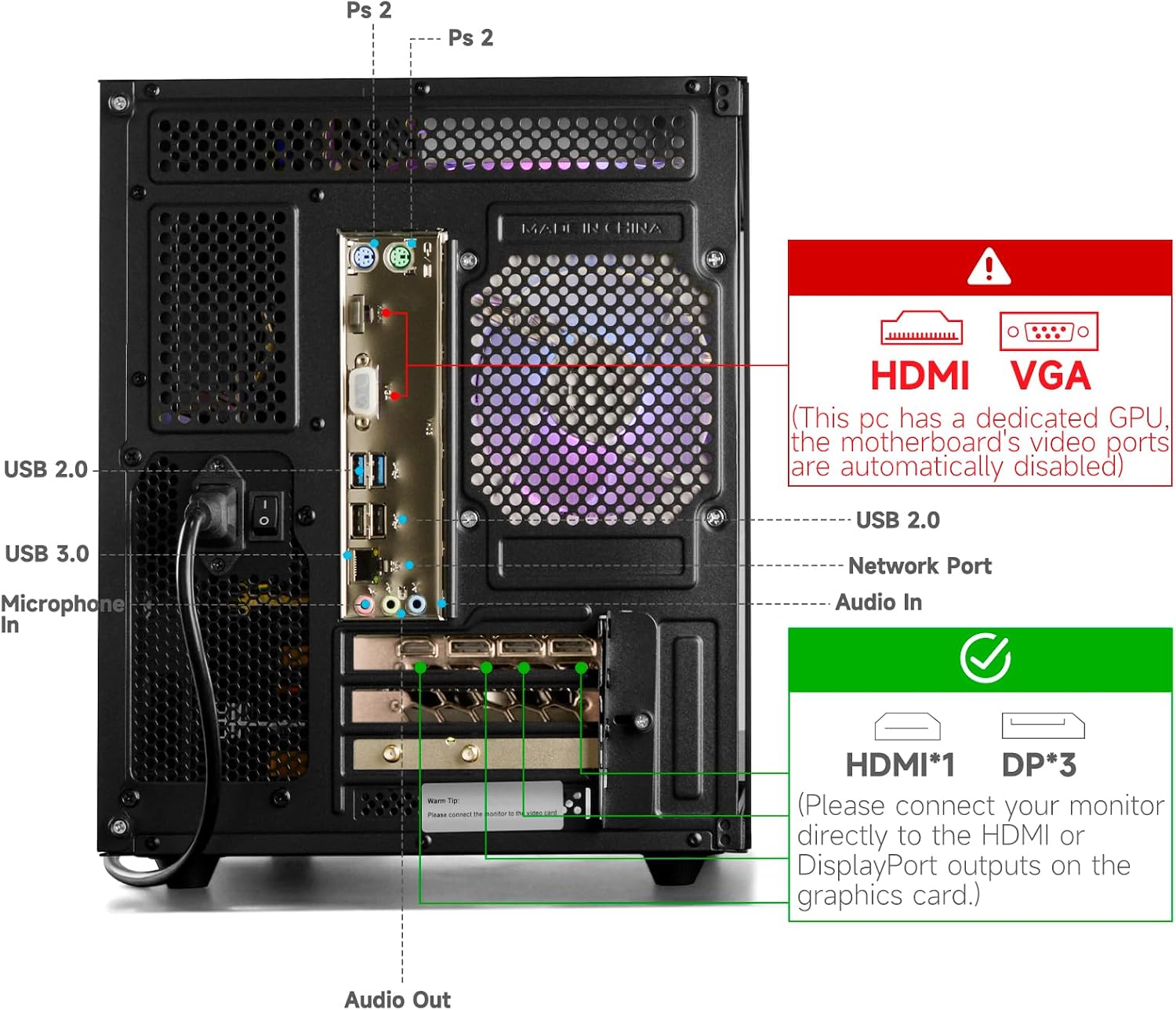Detalle 2 de WIWB Gaming PC Desktop: Ryzen 7 5700X + RTX 5060 (16GB/1TB NVMe) Prebuilt Tower