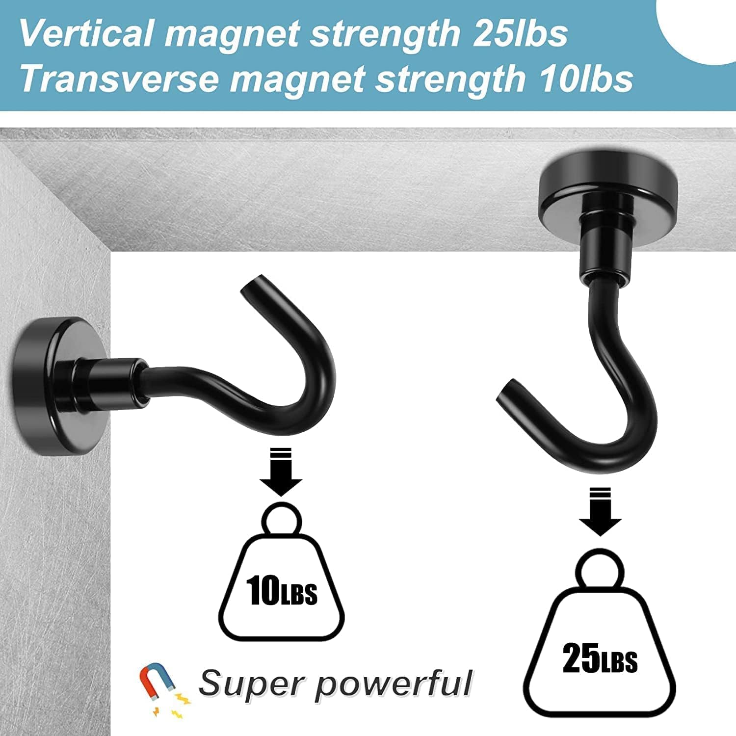 Detalle de FINDMAG 20-Pack Magnetic Hooks: Extra-Strong Neodymium Hooks, 25 lb+ Pull