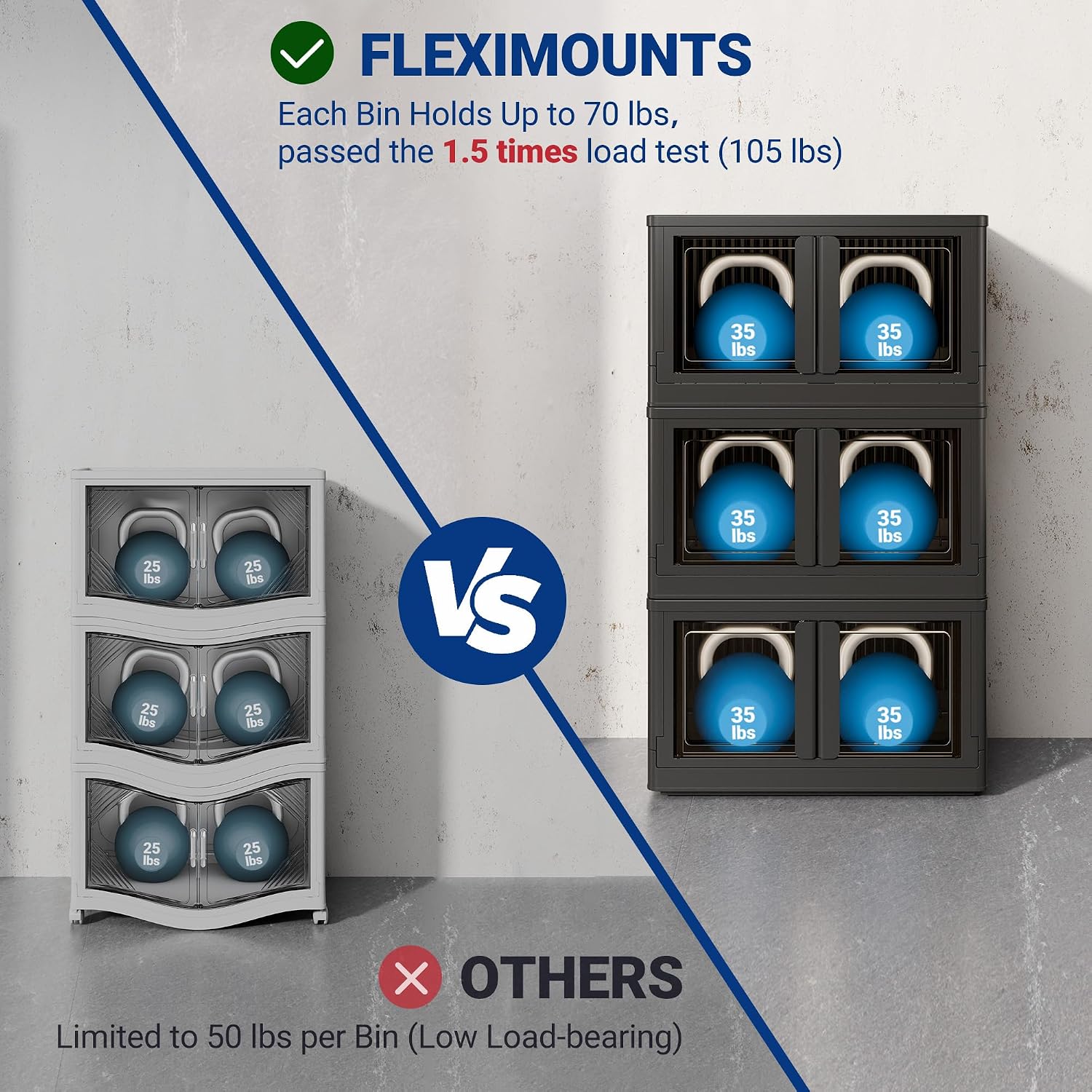 Detalle de FLEXIMOUNTS Stackable Storage Bins 228 QT