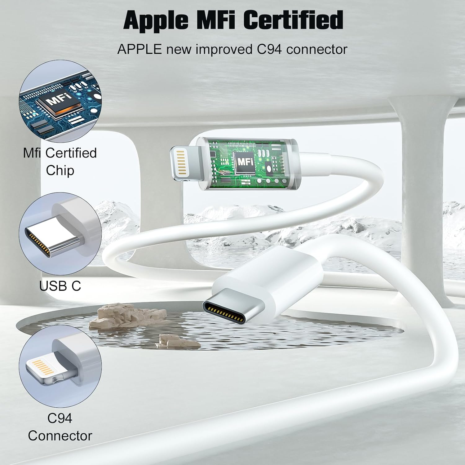 Detalle 2 de USB-C to Lightning Cable 1m (2 Pack) – MFi Certified Fast Charge & Sync for iPhone & iPad