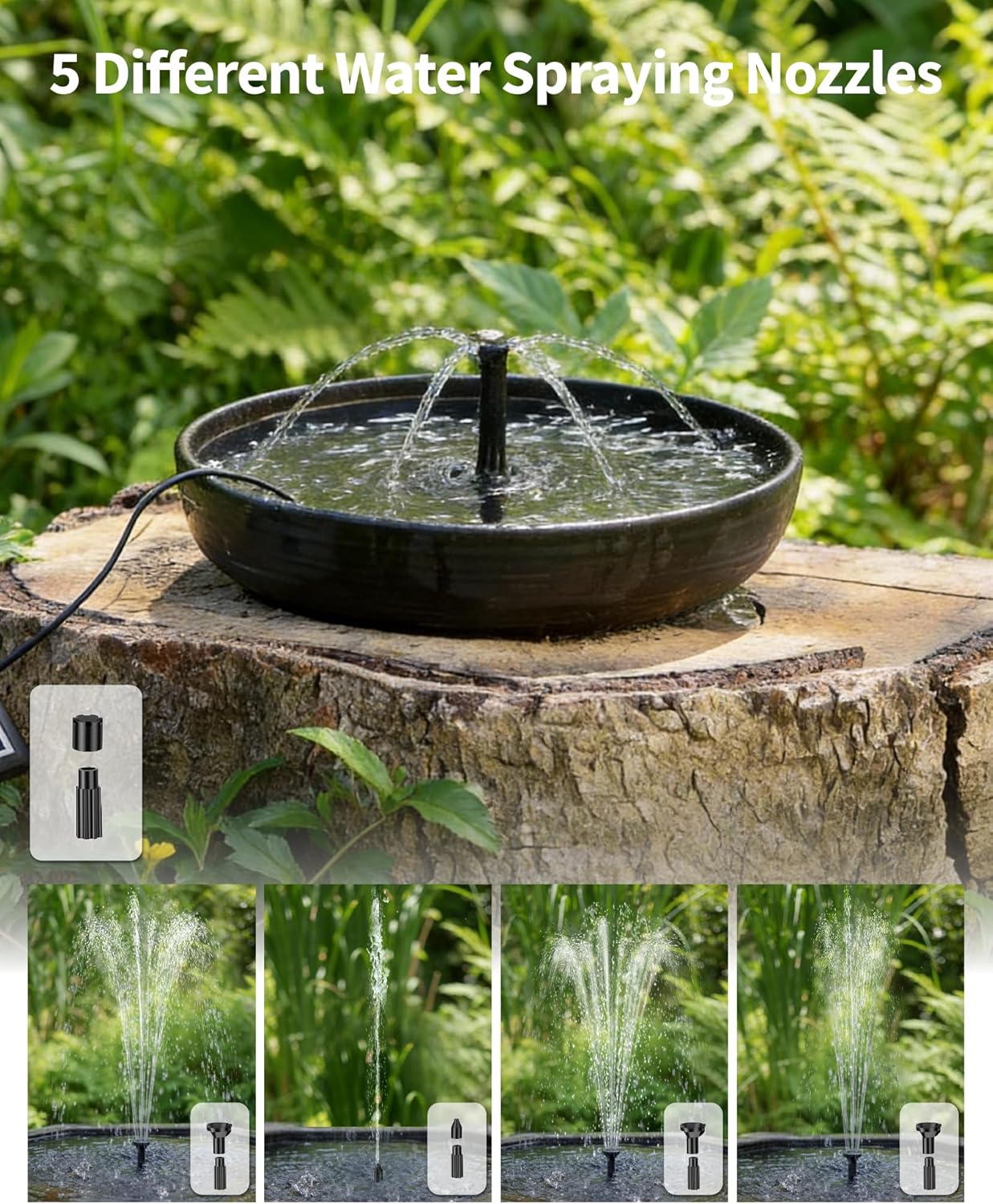 Thumbnail 3 de POPOSOAP 4W Solar Water Fountain with Filter Kit – Safe, Low-Hassle Fountain for Bird Baths & Small Ponds