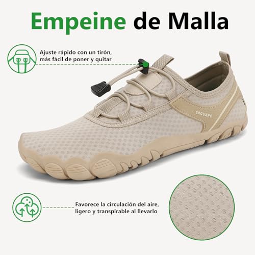Detalle de SAGUARO Unisex Zapatos de Agua Antideslizante Secado Rápido para Playa y Natación (Caqui, 40 EU)