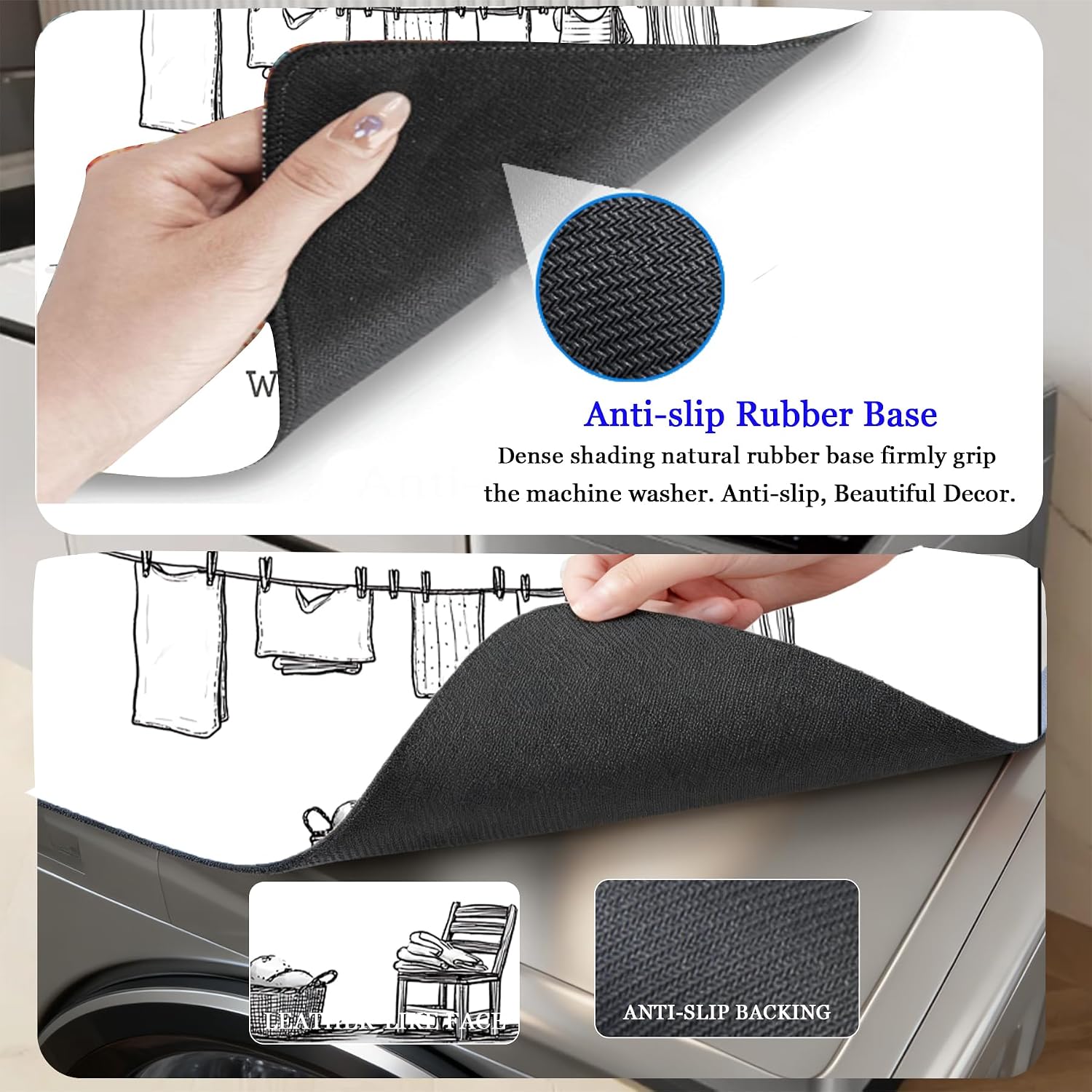 Detalle de BSFHH XYJD2509 Christmas Washer and Dryer Top Protector Mat, Non-Slip