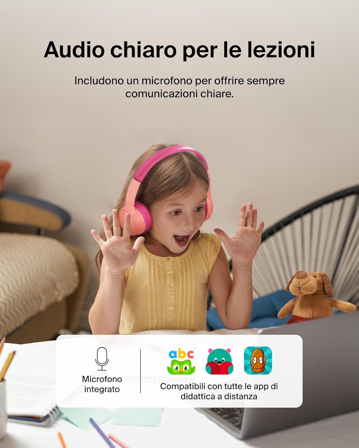 Thumbnail 5 de Belkin SoundForm Mini Cuffie wireless per bambini rosa