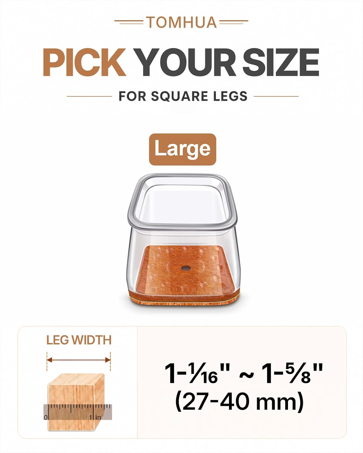 Detalle de Chair Leg Floor Protectors, 1-1/16 to 1-5/8 in.