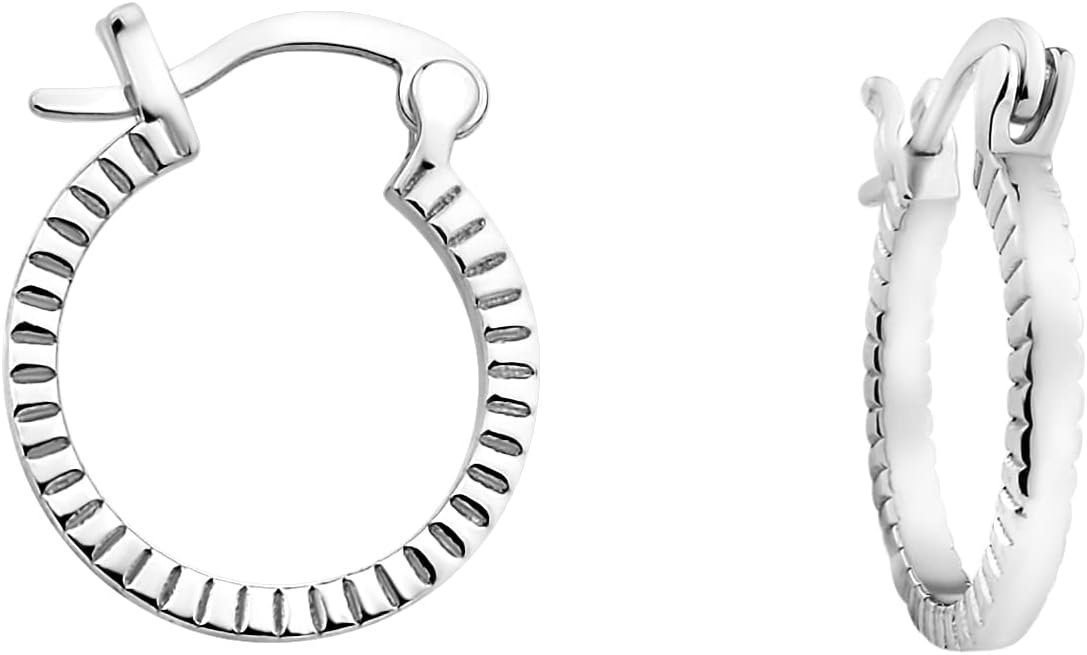 Detalle 2 de Sofia Milani Damen-Ohrringe aus 925 Silber – geriffelte Creolen