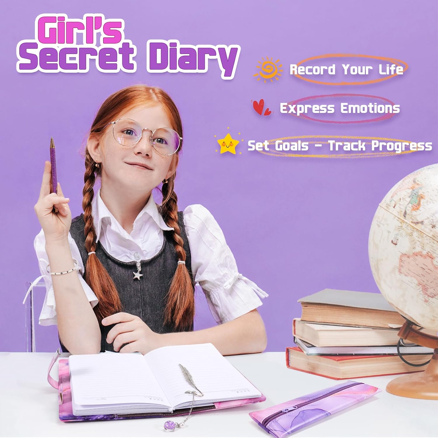 Thumbnail 5 de ZOOI Secret Diary Gift Set for Girls – Lockable Diary, Pen, Pouch & Accessories for 6–13 Year Olds