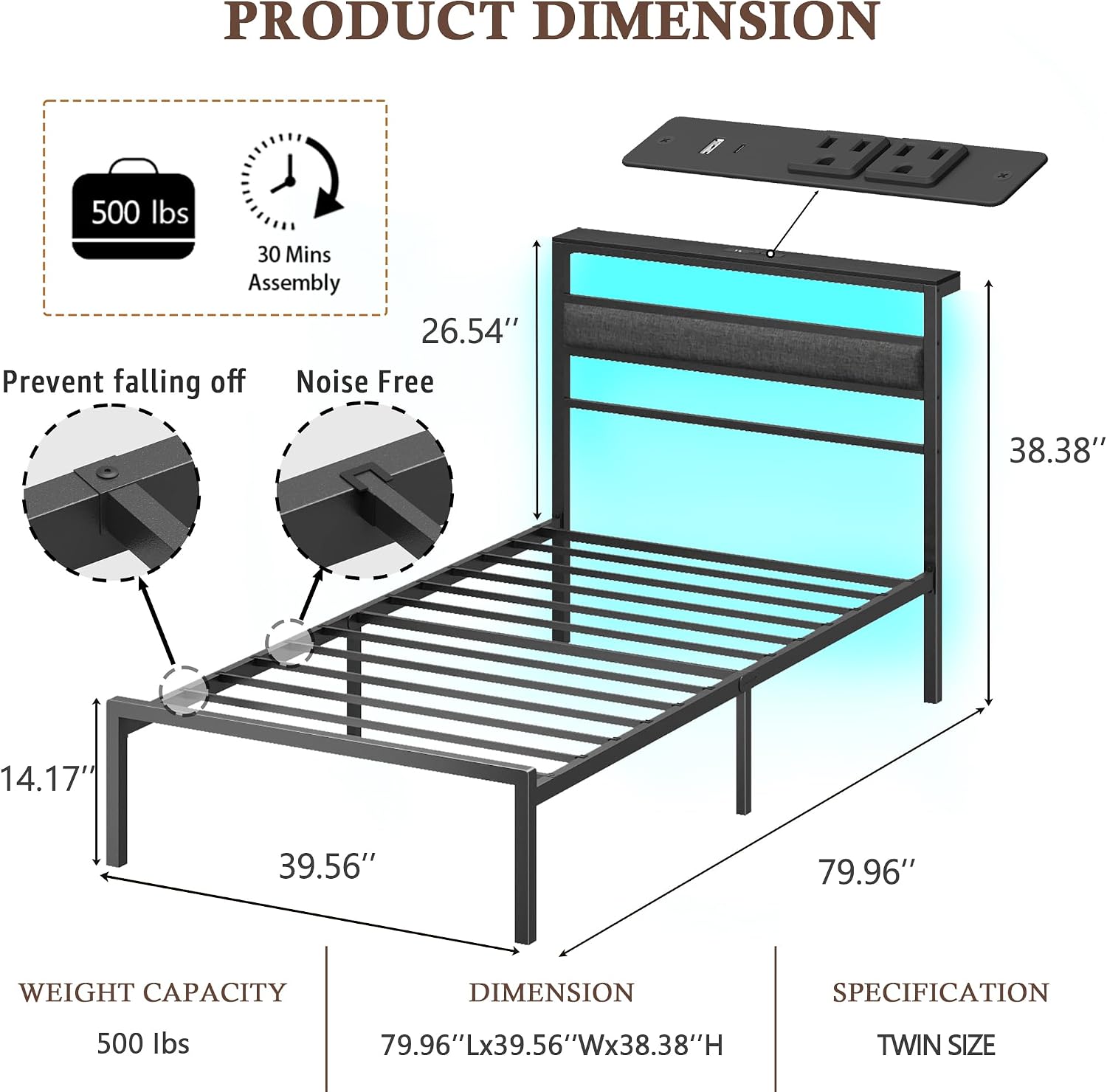 Detalle 2 de OURPIC Twin Bed Frame