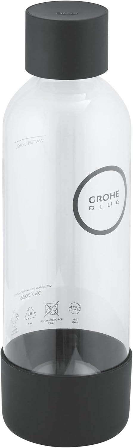 GROHE Blue Fizz Wasserflasche 850 ml, Schwarz – kompatibel mit GROHE Fizz Wassersprudler